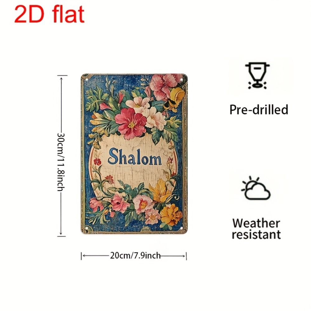 Home Decor - CIFBUY Vintage Floral Shalom aluminium wandkunst
