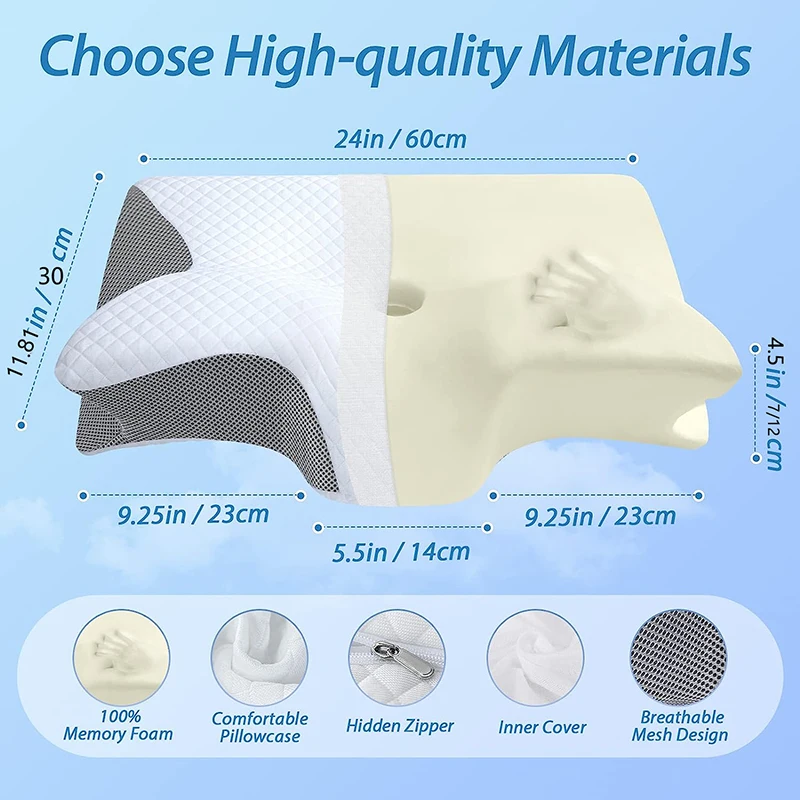 1 stuks nekkussen van traagsch - Memory Foam Orthopedic Pillow Neck Pain recensie en prijs
