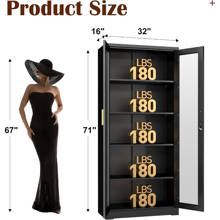 71 Glazen vitrinekast met slot - Storage & Organization recensie en prijs