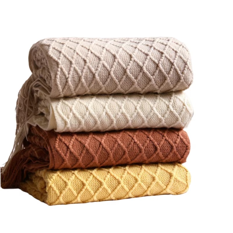 Textile City Diamond Knit Plai - Boho Throw Blanket Fringe recensie en prijs