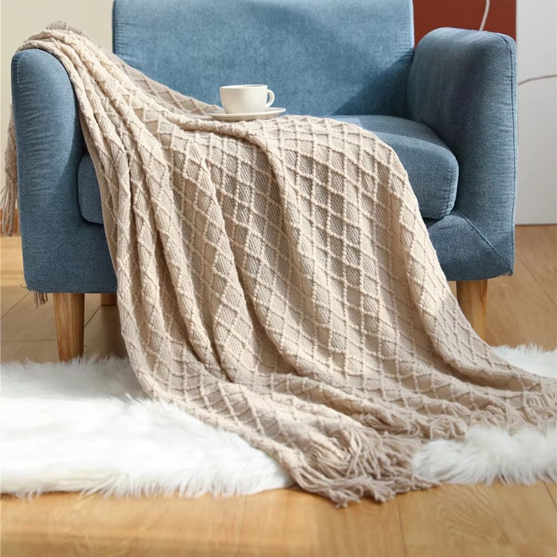 Textile City Diamond Knit Plai - Boho Throw Blanket Fringe recensie en prijs